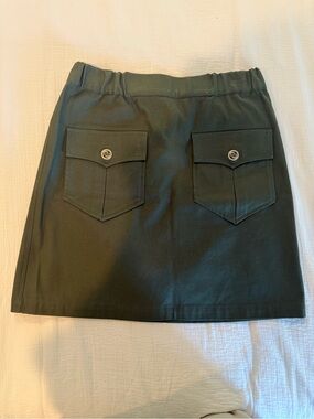 Maje Dark Green Mini Skirt with Front Flap Pockets